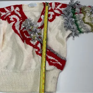 Vtg Sideffects Crafty Ugly Christmas Sweater Contest Tacky Heavy Knit Women LG thumbnail 2