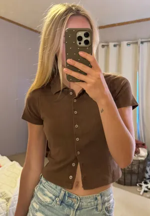 Brandy Melville Polo Cropped Shirt thumbnail 1