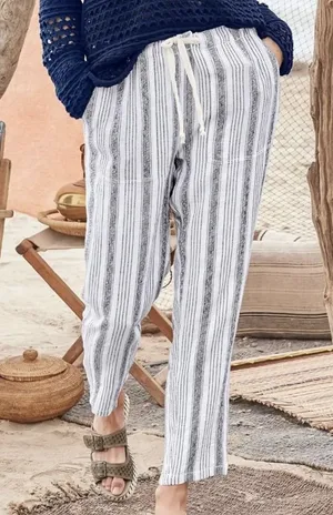 Sundance Blue Striped Gauze Cotton Pants Womens Size Medium Lined Boho‎ Beach thumbnail 1