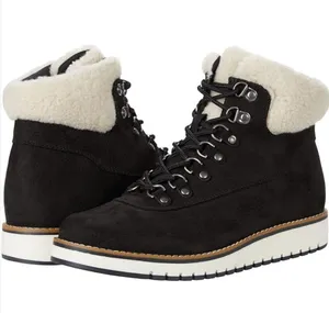 NEW Cliffs by White Mountain Cozy Shearling Lined Black Lace-up Boots Size 10 thumbnail 1