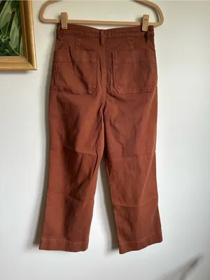 Quince Stretch Cotton Twill Wide Legs Jeans Womens 26 Rust Brown thumbnail 7
