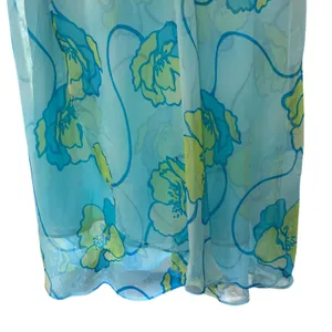 CATO Faux Wrap Midi Skirt Boho Artsy Fairy Chiffon Blue Flowing Floral SZ 18-20 thumbnail 5