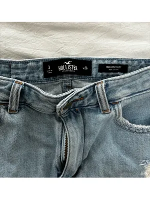 Hollister Faded Blue Distressed Denim Mini Skirt thumbnail 2