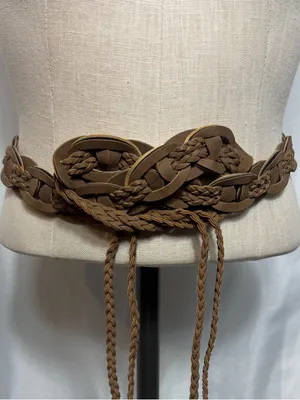 Western boho Woven Braided Waist Belt - Brown NWOT thumbnail 4