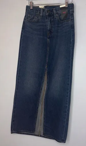 NWT Levi’s Front‎ Slit Maxi Denim Skirt Size 24 Preppy thumbnail 1