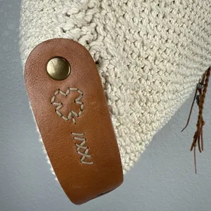 Lucky Brand Ivory Cotton‎ Crochet Leather Trim Boho Hobo Shoulder Bag Purse Tote thumbnail 5