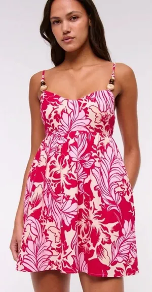 Abercrombie & Fitch Pink Linen Floral Sundress size XXS NWT thumbnail 1