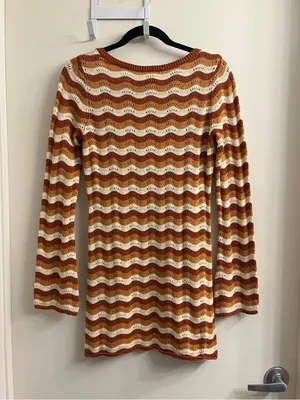 Rhythm. Sunshine Chevron Knit Long Sleeve Mini Dress Size Medium thumbnail 4