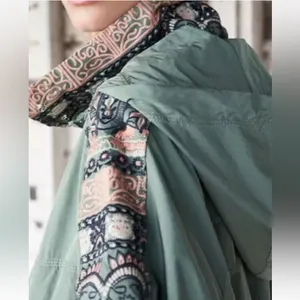 FP Movement Free People She Fly Hooded Anorak Jacket Embroidered Green Size S thumbnail 3