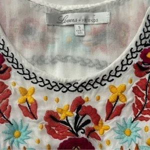 Lovers + Friends Womens Size S White Drop Waisted Mexican Embroidered Tank Dress thumbnail 5
