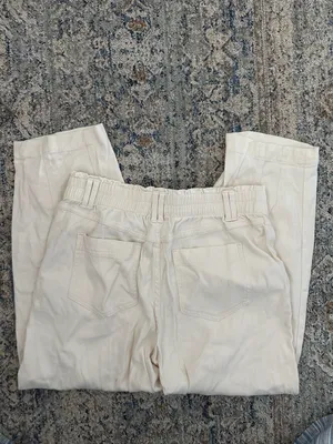 Knox Rose Women's Cream High-Waist Button-Fly Ruffle Waistband Pants Size S thumbnail 3