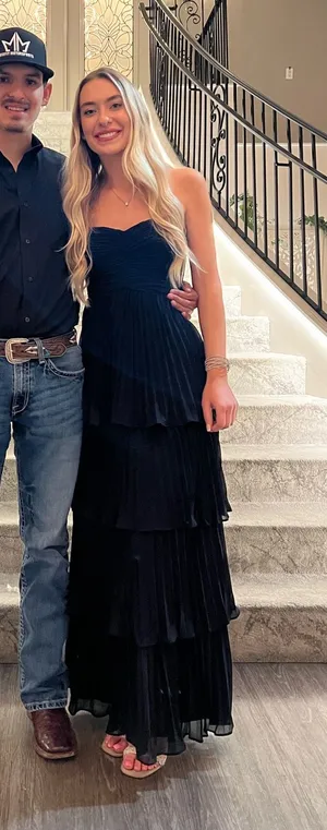 Lulus Seriously Sensational Black Strapless Tiered Maxi Dress thumbnail 1