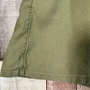 Universal Threads Olive Green Linen Blend V-Neck Babydoll Mini Dress Pockets L thumbnail 2