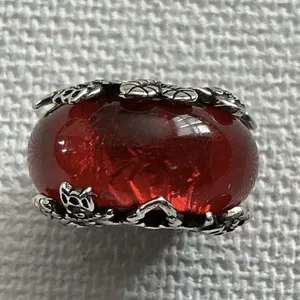 Pandora Christmas Candy Cane Holiday Charm Red Murano Glass ALE 925 Silver thumbnail 3