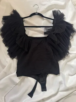 FREE PEOPLE BODY X INTIMATELY FP KILL THE LIGHT Frill Bodysuit L black thumbnail 5