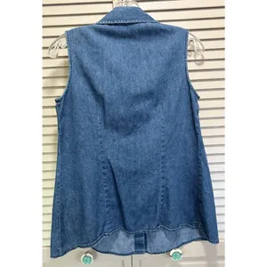 Induetime Maternity Denim Button‎ Up Sleeveless Collar Shirt Size 8 thumbnail 3