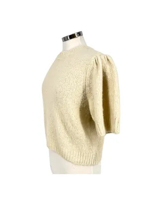 Vero Moda Puff Sleeve Cream Sweater Size Large Light Academia Cottagecore thumbnail 5