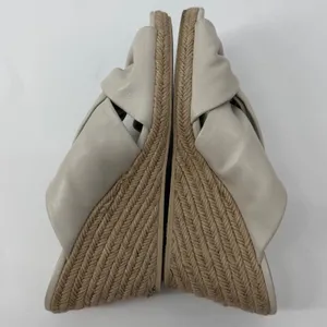 Vince Women Ivory Leather Knot Espadrille Wedge‎ Sandals US 9M EUR 39 thumbnail 5
