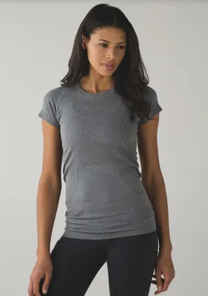 Lululemon Swiftly Tech Short Sleeve Crew Gray Speckled Black White Size 8 thumbnail 1
