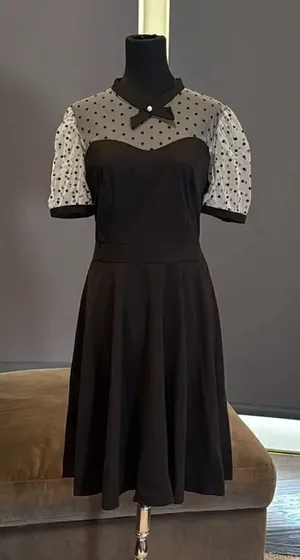 Women’s Black with Polka Dot Dress 1950’s Retro Style Size M NEW thumbnail 1