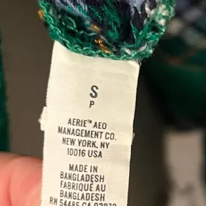 Aerie • Green Plaid Flannel Button Down Sleep Shirt thumbnail 3