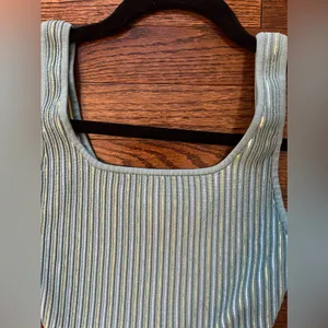 Aritzia Babaton Sculpt Knit Squareneck Top - Turquoise/ Light Green Color thumbnail 2