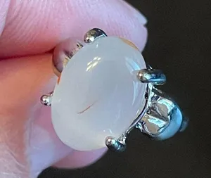 Opal stone silver plated woman ring size 5.75 thumbnail 7