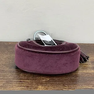 New Coach Mini Carmen Bag Charm Keychain Burgundy Velvet Leather Gunmetal CCF19 thumbnail 5