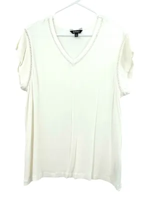 Buffalo by David Bitton size large white v neck‎ t-shirt tee shirt top blouse thumbnail 1