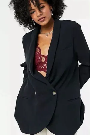 Free people Rowan blazer jacket in black thumbnail 1