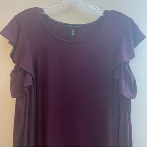 White House black Market red long sleeve ruffle cold shoulder dress size medium thumbnail 7