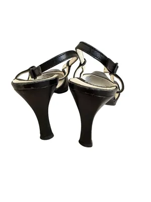 CHARLES JOURDAN Vintage Black Leather Slingback Heels Size 6.5 thumbnail 4