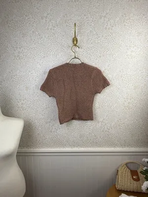 SKIMS Rose Clay Sherpa Cozy Knit Cropped T-Shirt - Size - Small/Medium thumbnail 6