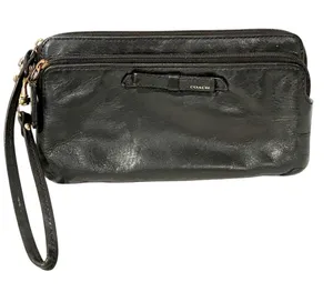 Vintage Coach Leather Signature Black Clutch Wristlet thumbnail 1