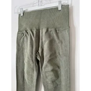 NWT Halara Mineral Green Ribbed High Waisted Tummy Control 7/8 Leggings Large thumbnail 3