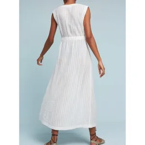 Anthropologie LILKA Eyelet White Cloud Swim Cover Up Maxi Dress Duster Medium thumbnail 9