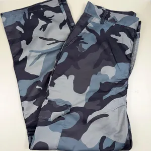 Women’s Large Blue Gray Camo Cargo Pants Wide Leg Utility Pockets 31x27 thumbnail 1