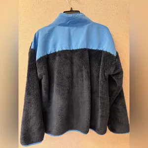 J Crew Women's Size Medium Full Zip‎ Fleece Super Plush Sherpa Jacket Navy Blue thumbnail 4