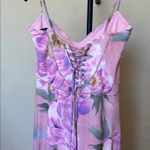House‎ of CB ‘Seren Pink Floral Floral Lace Back Maxi Dress NWOT Size L A-C thumbnail 4