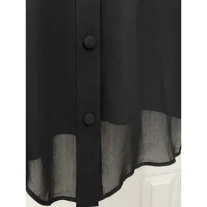 Zara Black Ruffle Button Front Sheer Mini Dress Medium with Camisole Slip thumbnail 4