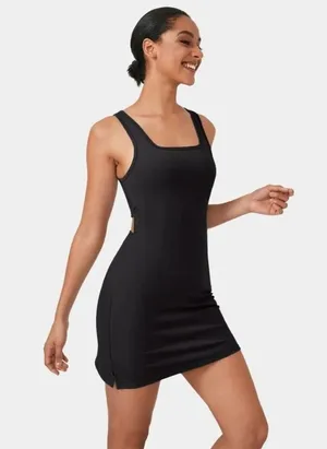 Halara Square Neck Mid Rise Bloom Cut Out 2-Piece Dress Black S thumbnail 1