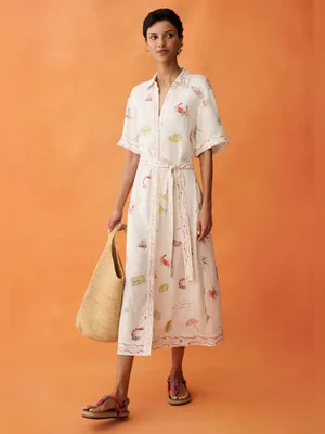 NWT Anaya Arlo Dress size Small S linen Bondi Beach Few Moda button down belt thumbnail 3