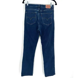 Levis Womens Stretch H Rise Straight Jeans Blue Denim Medium Wash Size 6 size 29 thumbnail 3