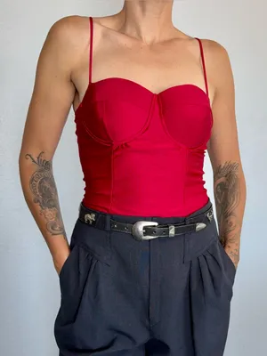 Haute Monde red bustier corset push up tank top • Sz M thumbnail 1