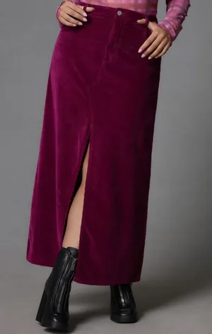 Anthropologie Pilcro The Madi Front Slit Corduroy Midi Skirt thumbnail 1