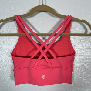 Lululemon Women 4 Coral Pink Energy Sports Bra Long Line Strappy Athleisure thumbnail 4