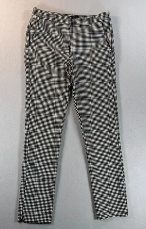 Zara Women Black White Gingham Check Slim Fit Ankle Pants Size Small S 26 thumbnail 1