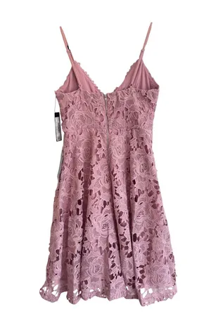 Lulus Dusty Rose Nora Lee Floral Lace Midi Dress Boho Cocktail Party Wedding M thumbnail 4
