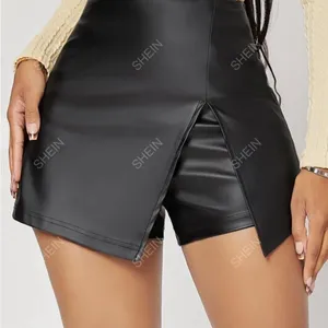SHEIN Black Faux Leather Skort Women’s Large Mini Skirt Shorts Club Night Out thumbnail 1