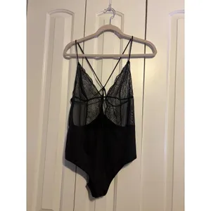Calvin Klein Black Lace Mesh Strappy Teddy Bodysuit L XL thumbnail 7
